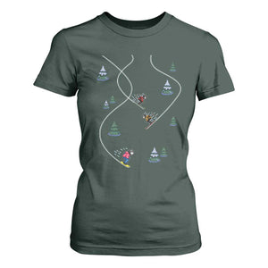 Funny Pixel Ski Snowboard Winter Sport Game Lover T Shirt For Women TS11 Dark Forest Green Print Your Wear