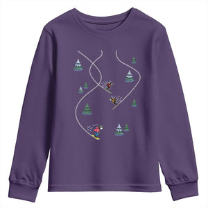 Funny Pixel Ski Snowboard Winter Sport Game Lover Youth Sweatshirt TS11 Purple Print Your Wear