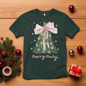 Funny Christmas Mahjong T Shirt Merry Mahj Xmas Tree Gambling Chinese Game TS11 Dark Forest Green Print Your Wear