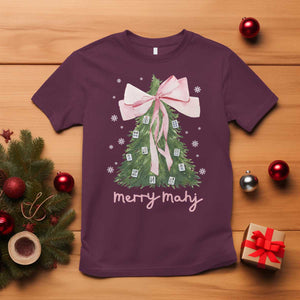 Funny Christmas Mahjong T Shirt Merry Mahj Xmas Tree Gambling Chinese Game TS11 Maroon Print Your Wear