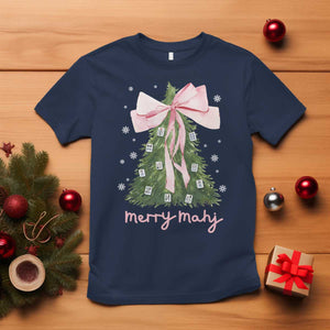 Funny Christmas Mahjong T Shirt Merry Mahj Xmas Tree Gambling Chinese Game TS11 Navy Print Your Wear