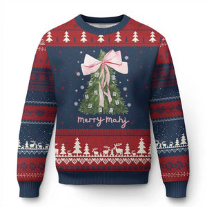 Funny Xmas Mahjong Ugly Christmas Sweater Merry Mahj Xmas Tree Gambling Chinese Game TS11 Navy Red Print Your Wear