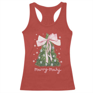 Funny Christmas Mahjong Racerback Tank Top Merry Mahj Xmas Tree Gambling Chinese Game TS11 Red Print Your Wear