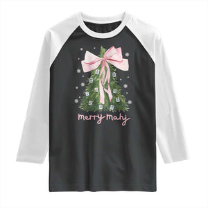 Funny Christmas Mahjong Raglan Shirt Merry Mahj Xmas Tree Gambling Chinese Game TS11 Black White Print Your Wear