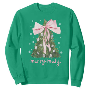 Funny Christmas Mahjong Sweatshirt Merry Mahj Xmas Tree Gambling Chinese Game TS11 Irish Green Print Your Wear