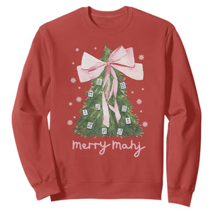 Funny Christmas Mahjong Sweatshirt Merry Mahj Xmas Tree Gambling Chinese Game TS11 Red Print Your Wear