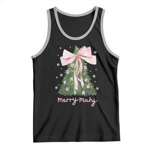Funny Christmas Mahjong Tank Top Merry Mahj Xmas Tree Gambling Chinese Game TS11 Black Athletic Heather Print Your Wear