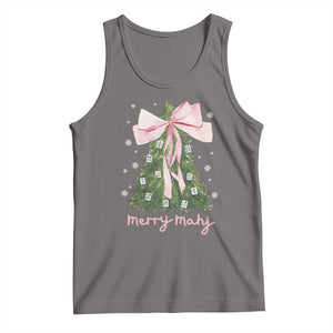 Funny Christmas Mahjong Tank Top Merry Mahj Xmas Tree Gambling Chinese Game TS11 Deep Heather Print Your Wear