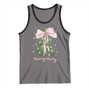 Funny Christmas Mahjong Tank Top Merry Mahj Xmas Tree Gambling Chinese Game TS11 Deep Heather Black Print Your Wear