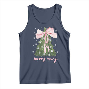 Funny Christmas Mahjong Tank Top Merry Mahj Xmas Tree Gambling Chinese Game TS11 Navy Print Your Wear