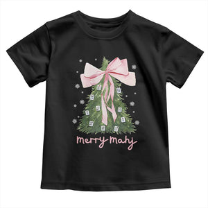 Funny Christmas Mahjong Toddler T Shirt Merry Mahj Xmas Tree Gambling Chinese Game TS11 Black Print Your Wear