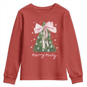 Funny Christmas Mahjong Youth Sweatshirt Merry Mahj Xmas Tree Gambling Chinese Game TS11 Red Print Your Wear