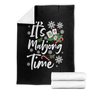 Funny Christmas Mahjong Throw Blanket It Is Mahjong Time Gambling Xmas Chinese Game TS11 Black Print Your Wear
