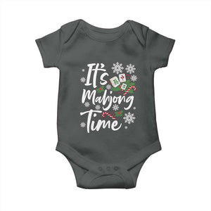 Funny Christmas Mahjong Baby Onesie It Is Mahjong Time Gambling Xmas Chinese Game TS11 Dark Heather Print Your Wear