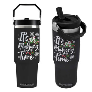 Funny Christmas Mahjong Flip Straw Tumbler It Is Mahjong Time Gambling Xmas Chinese Game TS11 One Size: 30 oz Black Print Your Wear