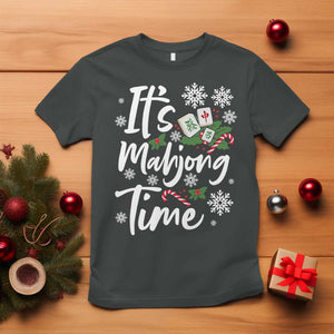 Funny Christmas Mahjong T Shirt It Is Mahjong Time Gambling Xmas Chinese Game TS11 Dark Heather Print Your Wear