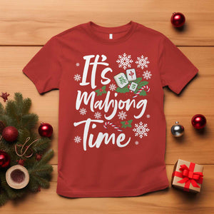 Funny Christmas Mahjong T Shirt It Is Mahjong Time Gambling Xmas Chinese Game TS11 Red Print Your Wear