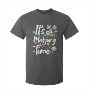 Funny Christmas Mahjong T Shirt For Kid It Is Mahjong Time Gambling Xmas Chinese Game TS11 Dark Heather Print Your Wear