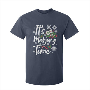 Funny Christmas Mahjong T Shirt For Kid It Is Mahjong Time Gambling Xmas Chinese Game TS11 Navy Print Your Wear