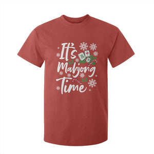 Funny Christmas Mahjong T Shirt For Kid It Is Mahjong Time Gambling Xmas Chinese Game TS11 Red Print Your Wear