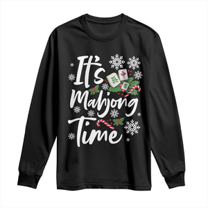 Funny Christmas Mahjong Long Sleeve Shirt It Is Mahjong Time Gambling Xmas Chinese Game TS11 Black Print Your Wear