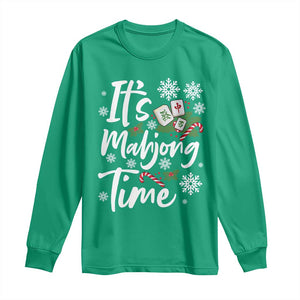 Funny Christmas Mahjong Long Sleeve Shirt It Is Mahjong Time Gambling Xmas Chinese Game TS11 Irish Green Print Your Wear