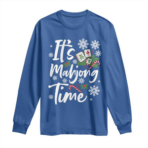 Funny Christmas Mahjong Long Sleeve Shirt It Is Mahjong Time Gambling Xmas Chinese Game TS11 Royal Blue Print Your Wear
