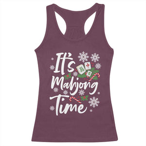 Funny Christmas Mahjong Racerback Tank Top It Is Mahjong Time Gambling Xmas Chinese Game TS11 Maroon Print Your Wear