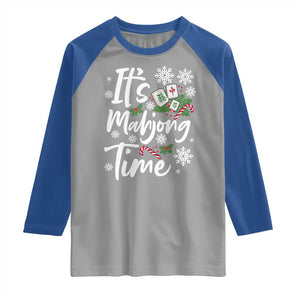 Funny Christmas Mahjong Raglan Shirt It Is Mahjong Time Gambling Xmas Chinese Game TS11 Sport Gray Royal Print Your Wear