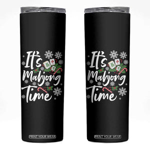 Funny Christmas Mahjong Skinny Tumbler It Is Mahjong Time Gambling Xmas Chinese Game TS11 Black Print Your Wear