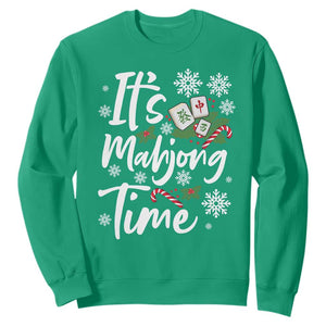 Funny Christmas Mahjong Sweatshirt It Is Mahjong Time Gambling Xmas Chinese Game TS11 Irish Green Print Your Wear