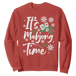 Funny Christmas Mahjong Sweatshirt It Is Mahjong Time Gambling Xmas Chinese Game TS11 Red Print Your Wear