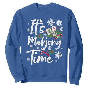 Funny Christmas Mahjong Sweatshirt It Is Mahjong Time Gambling Xmas Chinese Game TS11 Royal Blue Print Your Wear