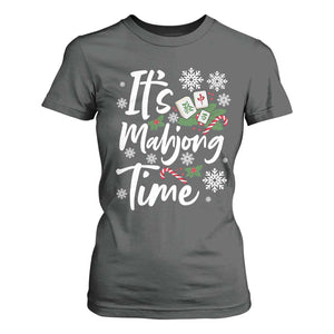 Funny Christmas Mahjong T Shirt For Women It Is Mahjong Time Gambling Xmas Chinese Game TS11 Dark Heather Print Your Wear