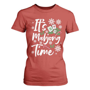 Funny Christmas Mahjong T Shirt For Women It Is Mahjong Time Gambling Xmas Chinese Game TS11 Red Print Your Wear