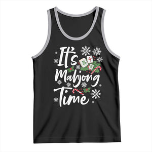 Funny Christmas Mahjong Tank Top It Is Mahjong Time Gambling Xmas Chinese Game TS11 Black Athletic Heather Print Your Wear