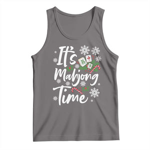 Funny Christmas Mahjong Tank Top It Is Mahjong Time Gambling Xmas Chinese Game TS11 Deep Heather Print Your Wear