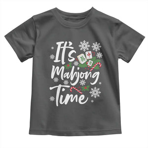 Funny Christmas Mahjong Toddler T Shirt It Is Mahjong Time Gambling Xmas Chinese Game TS11 Dark Heather Print Your Wear