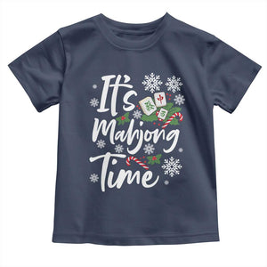 Funny Christmas Mahjong Toddler T Shirt It Is Mahjong Time Gambling Xmas Chinese Game TS11 Navy Print Your Wear