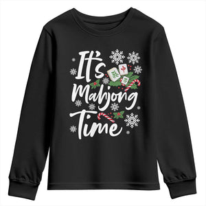 Funny Christmas Mahjong Youth Sweatshirt It Is Mahjong Time Gambling Xmas Chinese Game TS11 Black Print Your Wear