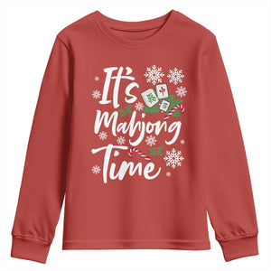 Funny Christmas Mahjong Youth Sweatshirt It Is Mahjong Time Gambling Xmas Chinese Game TS11 Red Print Your Wear