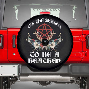 Tis The Season To Be The Heathen Spare Tire Cover Pagan Christmas Yule Holiday Pentagram TS11 Black Print Your Wear