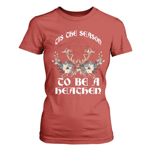 Tis The Season To Be The Heathen T Shirt For Women Pagan Christmas Yule Holiday Pentagram TS11 Red Print Your Wear
