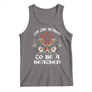 Tis The Season To Be The Heathen Tank Top Pagan Christmas Yule Holiday Pentagram TS11 Deep Heather Print Your Wear