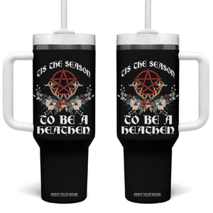 Tis The Season To Be The Heathen Tumbler With Handle Pagan Christmas Yule Holiday Pentagram TS11 One Size: 40 oz Black Print Your Wear