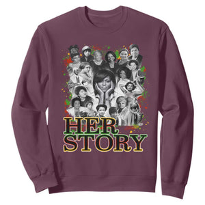 Black Women History Sweatshirt Her Story Black History Month TS11 Maroon Print Your Wear