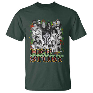 Black Women History T Shirt Her Story Black History Month TS11 Dark Forest Green Print Your Wear