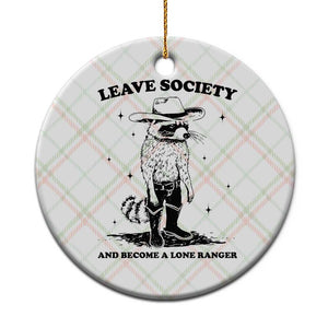Funny Leave Society And Become A Lone Ranger Ceramic Ornament Cowboy Racoon TS11 1pc Christmas Plaid Print Your Wear