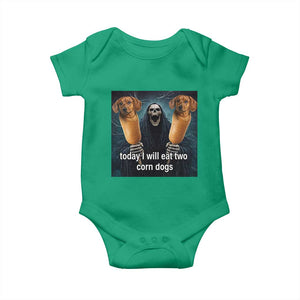 Today I Will Eat Two Corn Dogs Skeleton Meme Baby Onesie TS11 Irish Green Print Your Wear