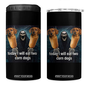 Today I Will Eat Two Corn Dogs Skeleton Meme 4 in 1 Can Cooler Tumbler TS11 One Size: 16 oz Black Print Your Wear